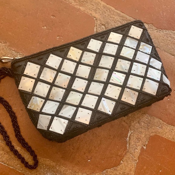 Vintage Mod by design Spun Silk Natural Horn and Seed Bead Wristlet Vietnam - Picture 3 of 7